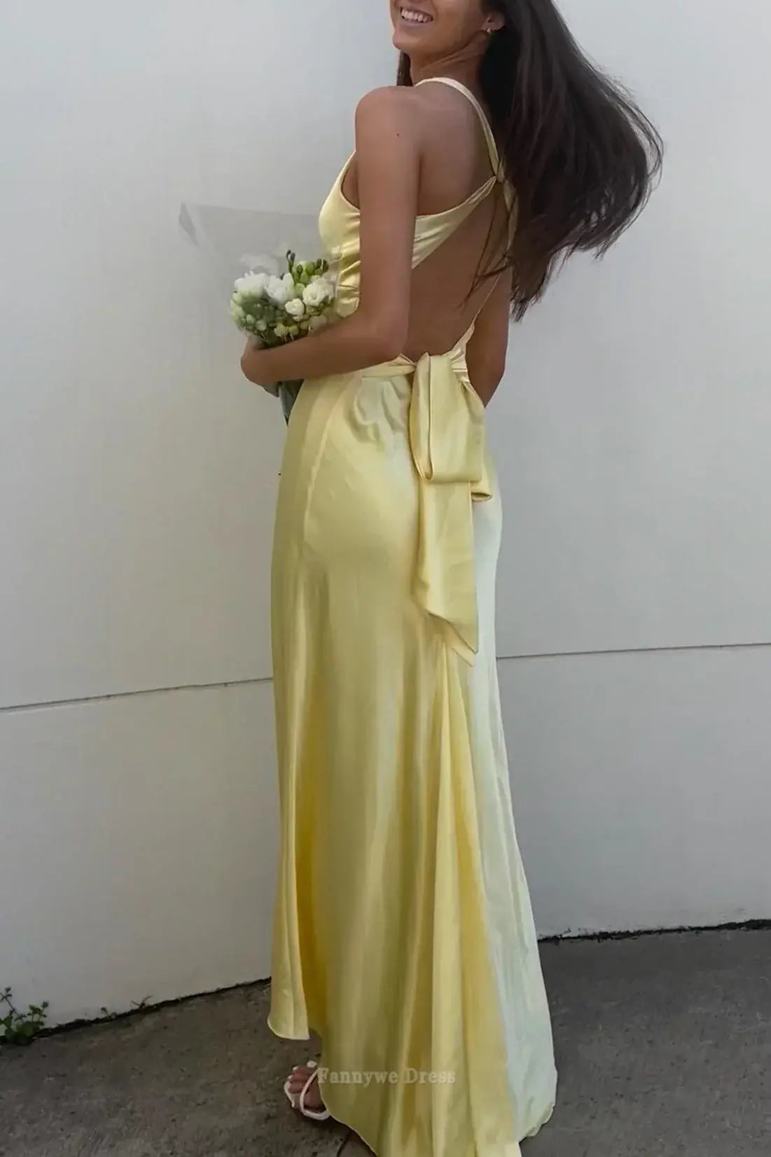Sheath V Neck Yellow formal dresses Bridesmaid Dresses evening gown Prom Dress
