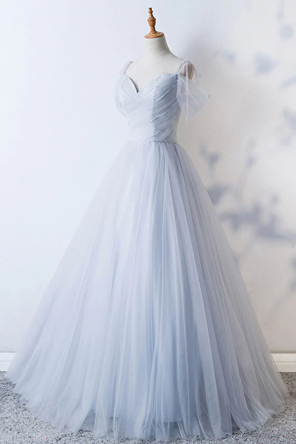 Sweetheart tulle long prom dress