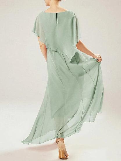 Sheath Scoop Short Sleeves Mother Of The Bride Dresses