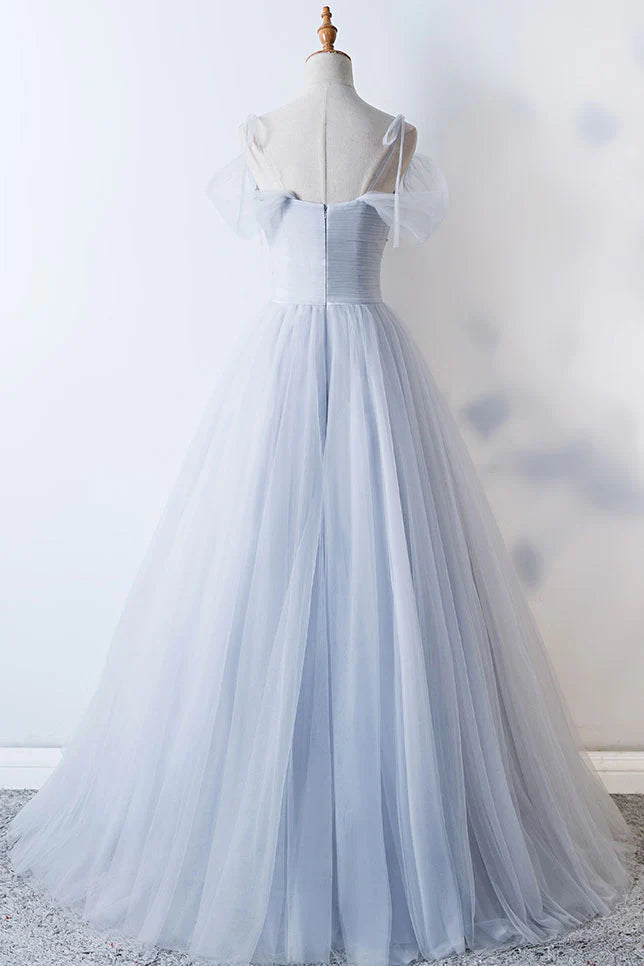 Sweetheart tulle long prom dress