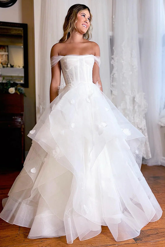A-Line Corset Appliques Wedding Dress
