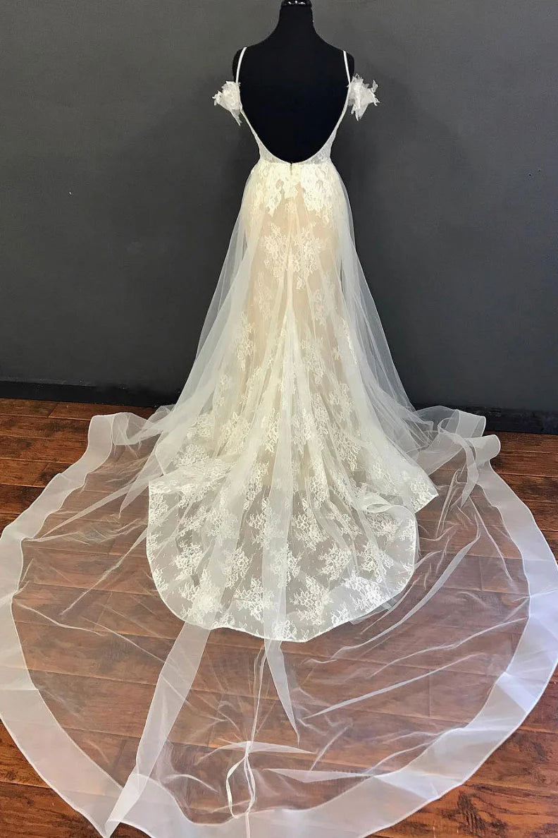 Sweetheart tulle lace long Wedding Dresses