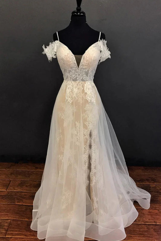Sweetheart tulle lace long Wedding Dresses