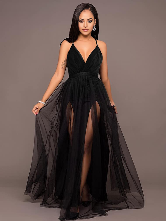 A-line Deep V Neck Split formal dresses Bridesmaid Dresses evening gown Prom Dress