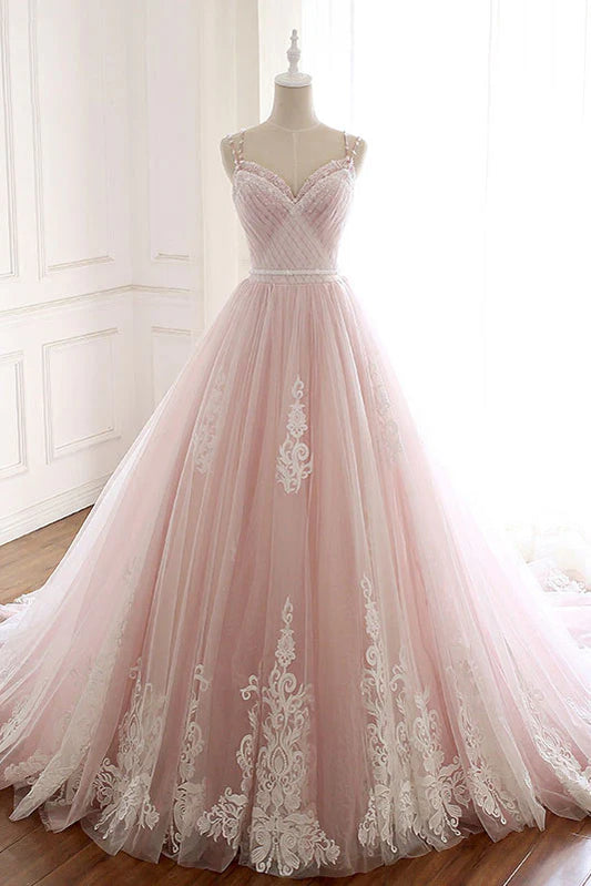 Sweetheart neck tulle long prom dress