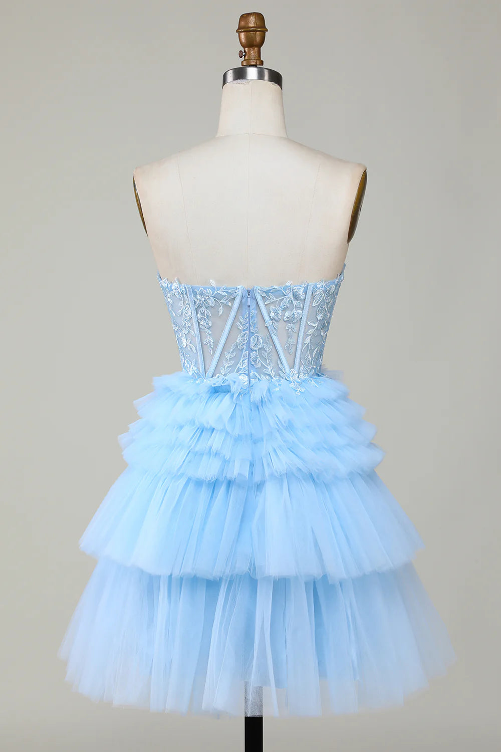 A-Line Sweetheart Corset Short Homecoming Dress with Ruffles