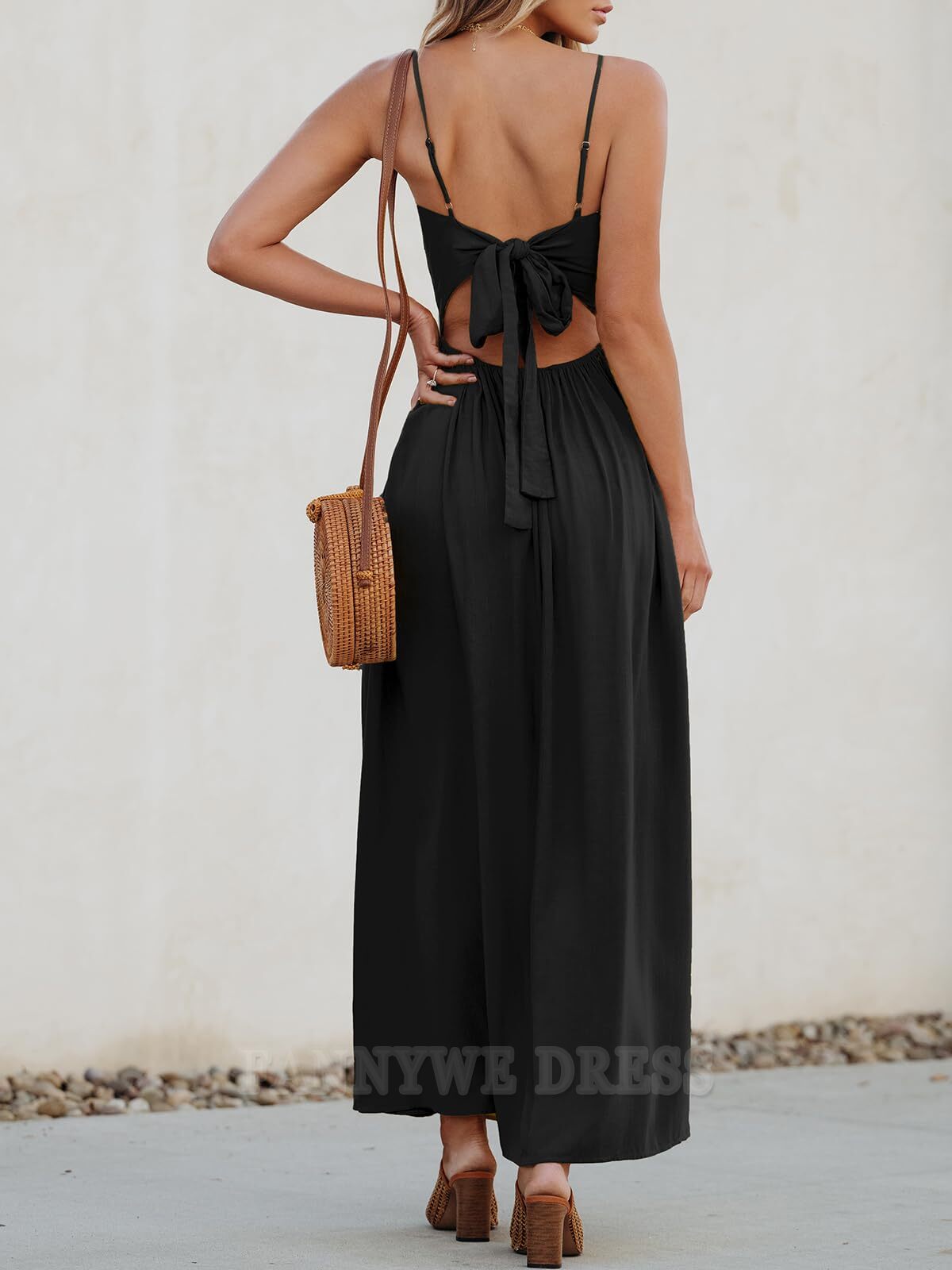 Vestido largo formal sin mangas con escote en V y corte A para dama de honor, vestido de noche, vestido de fiesta 