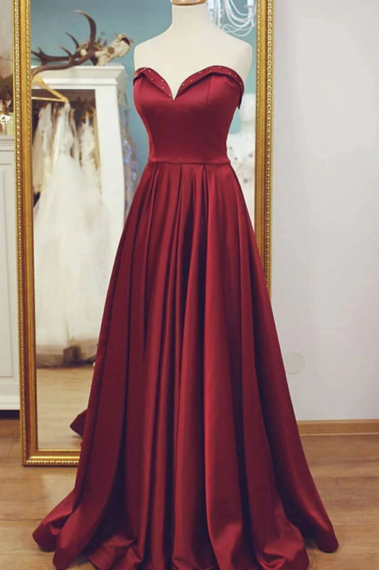 Simple satin long prom dress