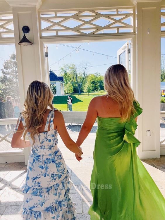 A-line V-Neck Sleeveless formal dresses Bridesmaid Dresses evening gown Prom Dress With Split