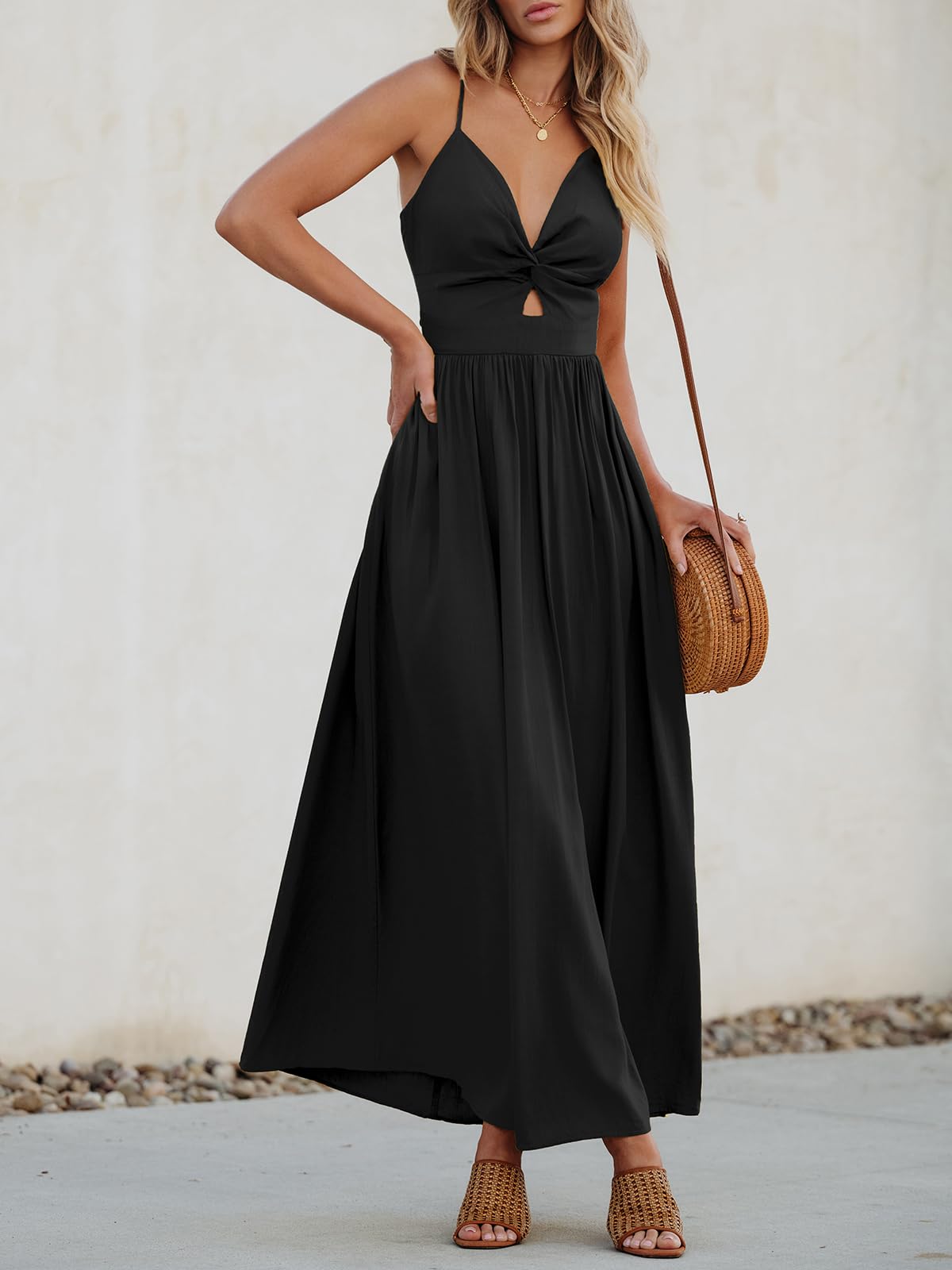 Vestido largo formal sin mangas con escote en V y corte A para dama de honor, vestido de noche, vestido de fiesta 