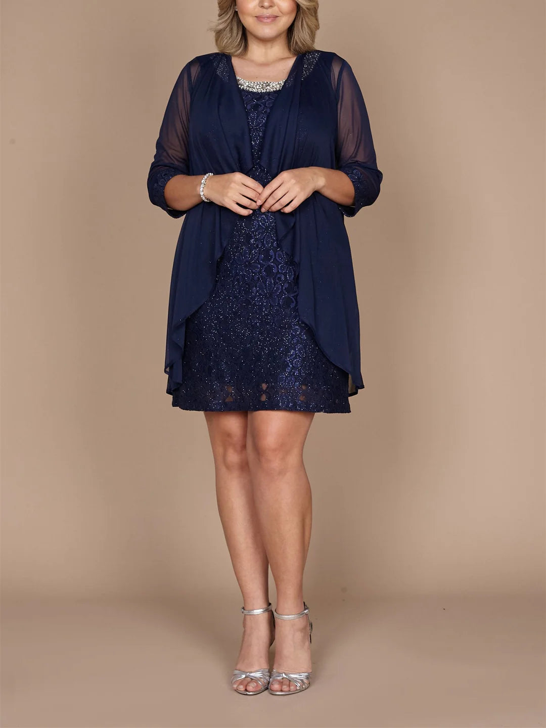 Sheath Neck Short Mother Of The Bride Dresses