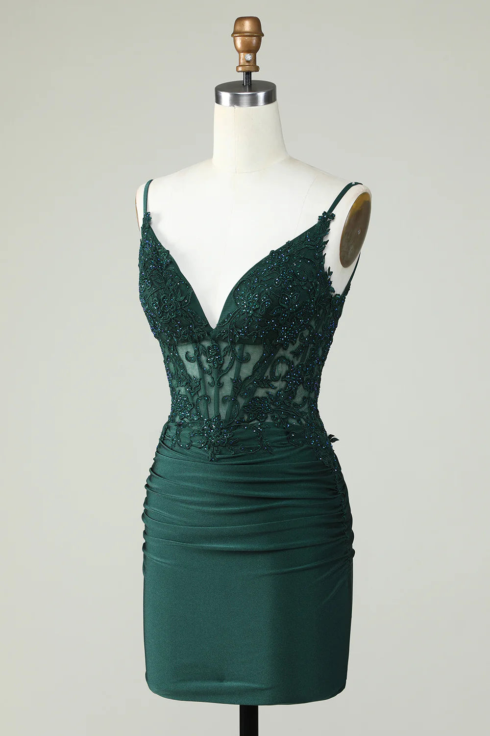 Spaghetti Straps Corset Party Dress with Beading