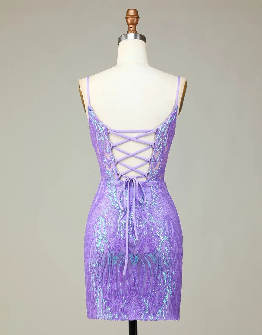 Gorgeous Corset Back Tight Glitter Homecoming Dress