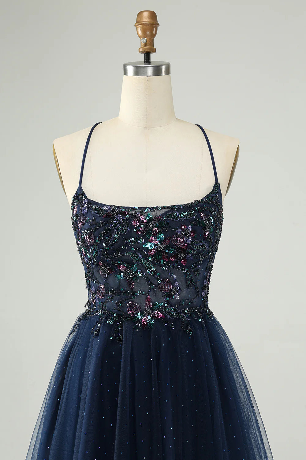 A-Line Glitter Sequined Tulle Homecoming Dress