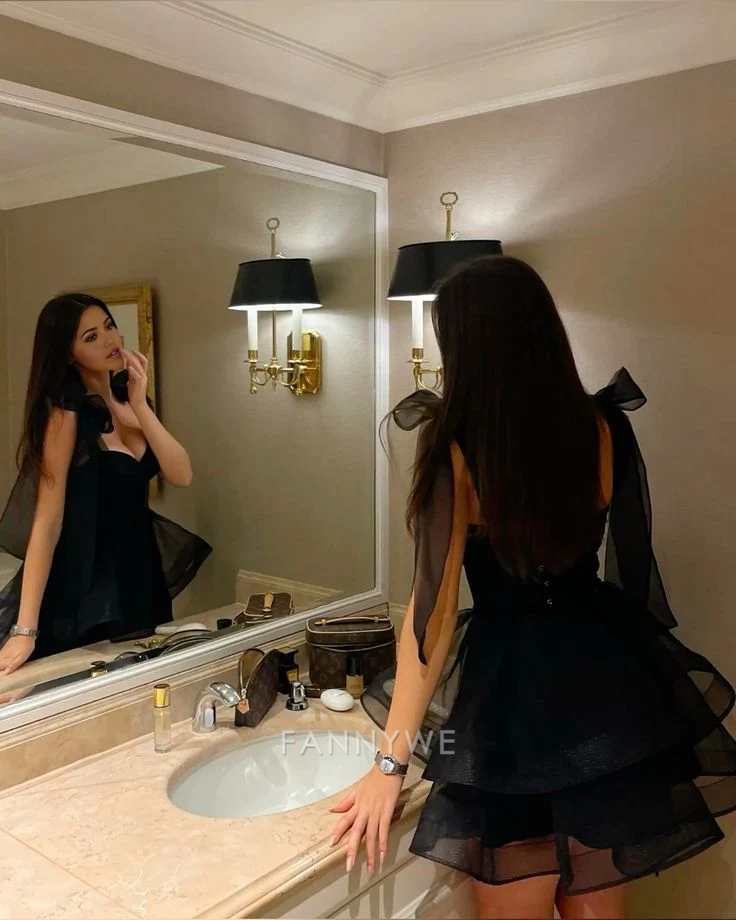 A-Line Sweetheart Straps Black Short formal dresses Bridesmaid Dresses evening gown Prom Dress