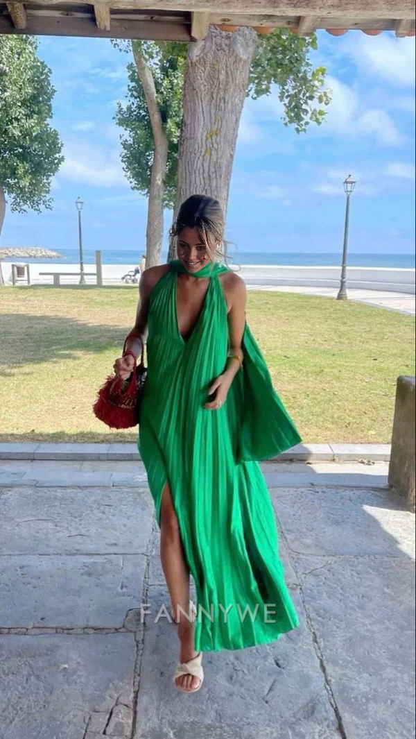 A-Line Halter Deep V Satin Pink Long formal dresses Bridesmaid Dresses evening gown Prom Dress