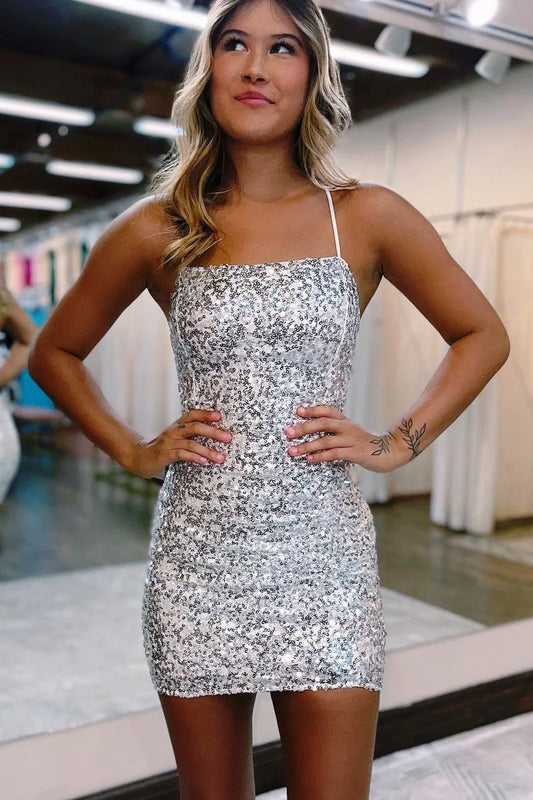 Bodycon Straps Sequins Short Homecoming Dresses