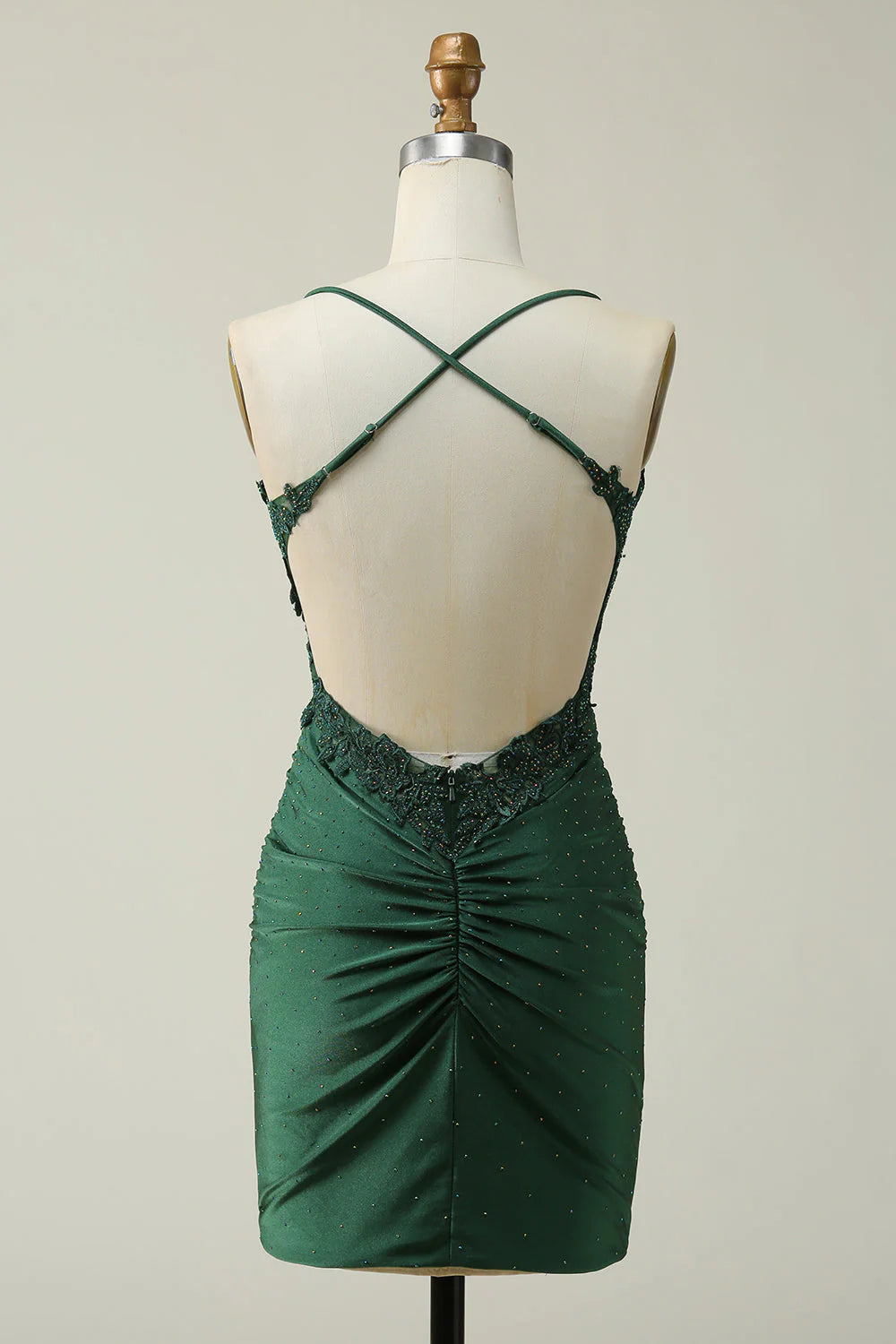 Sheath Spaghetti Straps Short Homecoming Dress with Appliques