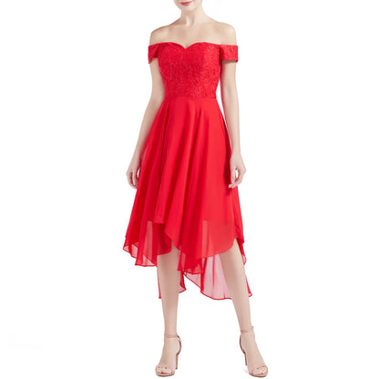 Vestidos de dama de honor de boda con cuentas y encaje con hombros descubiertos