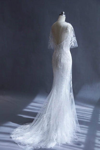 V neck tulle long prom dress