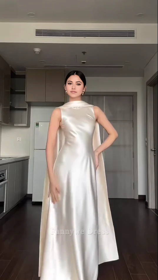 Sheath Elegant Sleeveless Satin Ivory Long formal dresses Bridesmaid Dresses evening gown Prom Dress