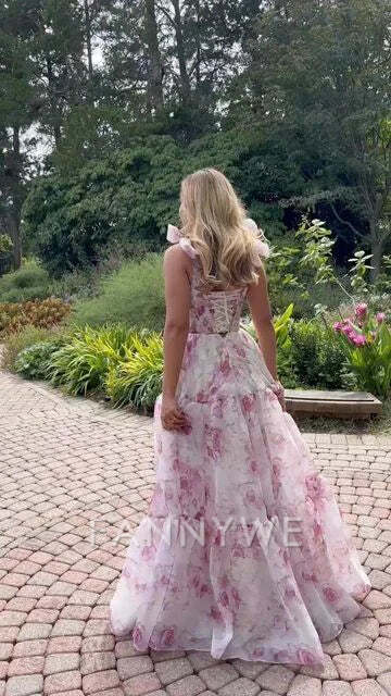 A Line Sweetheart Floral Chiffon Elegant Floor Length Long formal dresses Bridesmaid Dresses evening gown Prom Dress