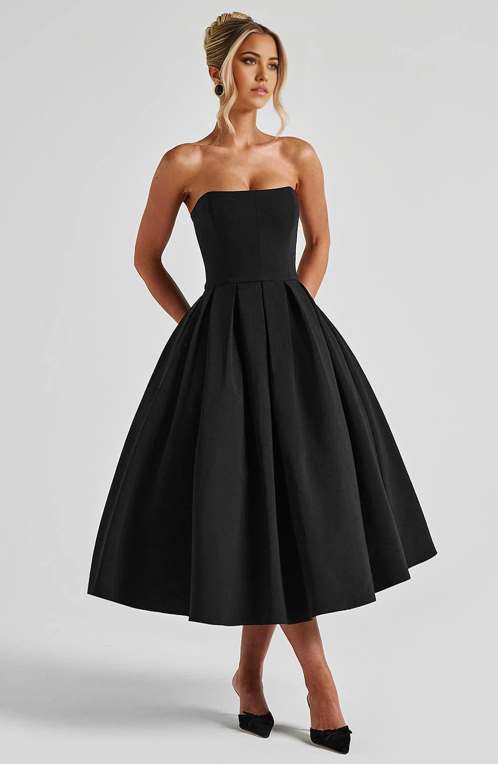A-Linie Trägerlos Tee Länge Abendkleider Brautjungfernkleider Abendkleid Ballkleid 