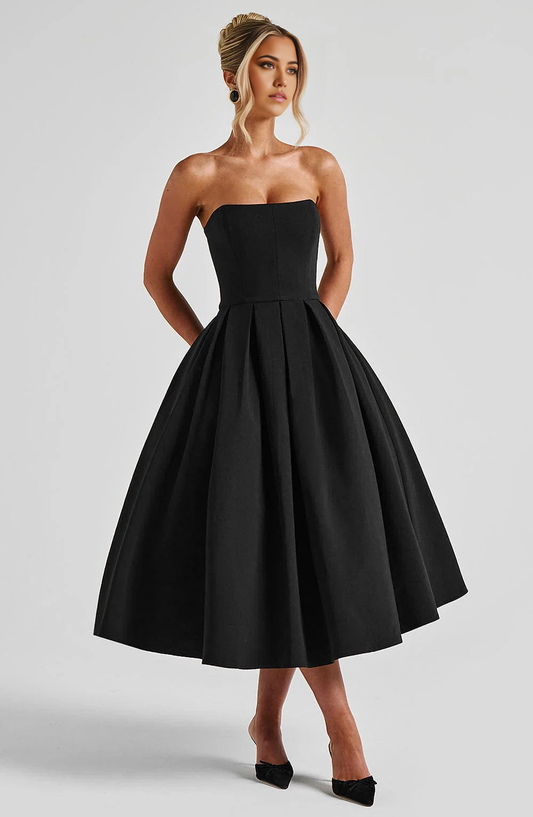 A-Linie Trägerlos Tee Länge Abendkleider Brautjungfernkleider Abendkleid Ballkleid 