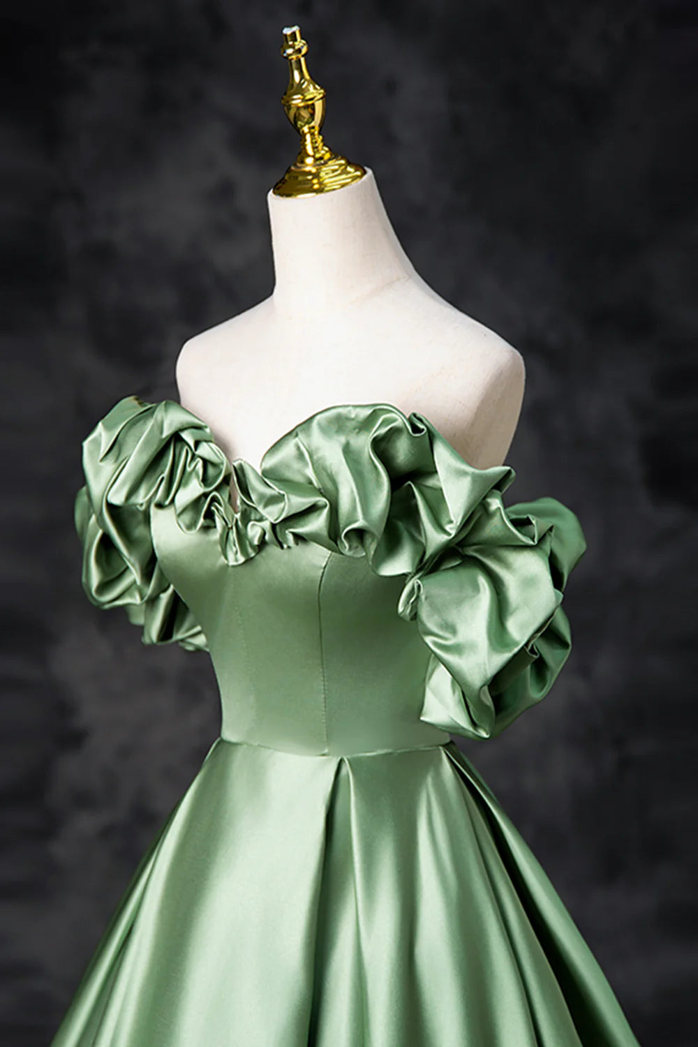 A-Line Off the Shoulder Formal Satin Long Evening Dress