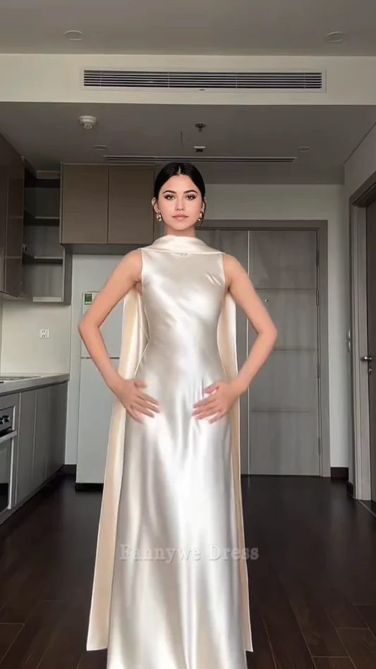 Sheath Elegant Sleeveless Satin Ivory Long formal dresses Bridesmaid Dresses evening gown Prom Dress