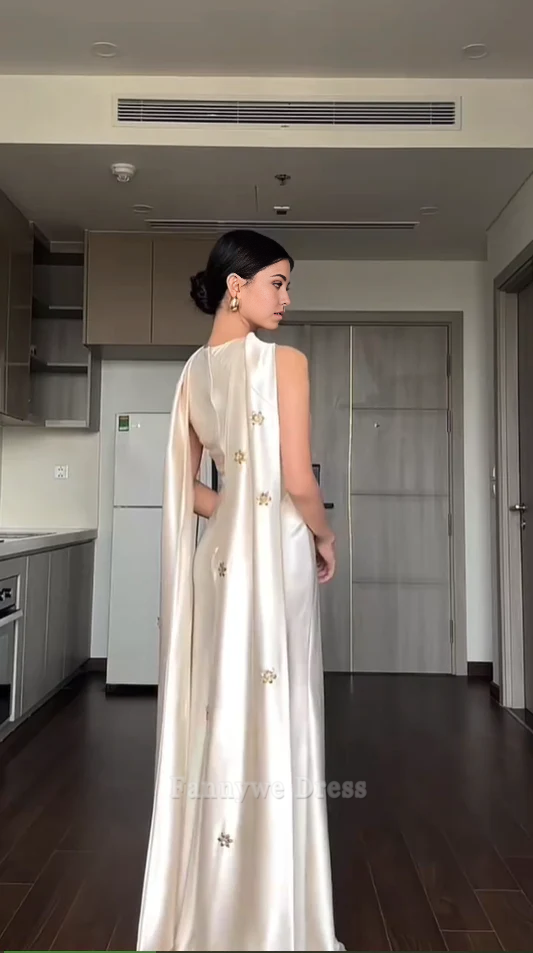 Sheath Elegant Sleeveless Satin Ivory Long formal dresses Bridesmaid Dresses evening gown Prom Dress