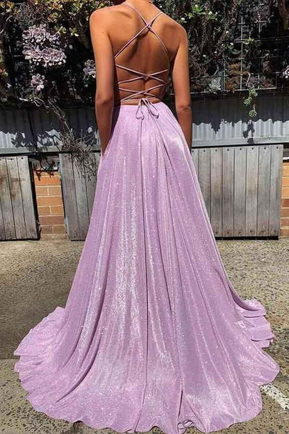 Vestidos de fiesta sexys con escote en V profundo y espalda descubierta, vestidos de fiesta largos y brillantes