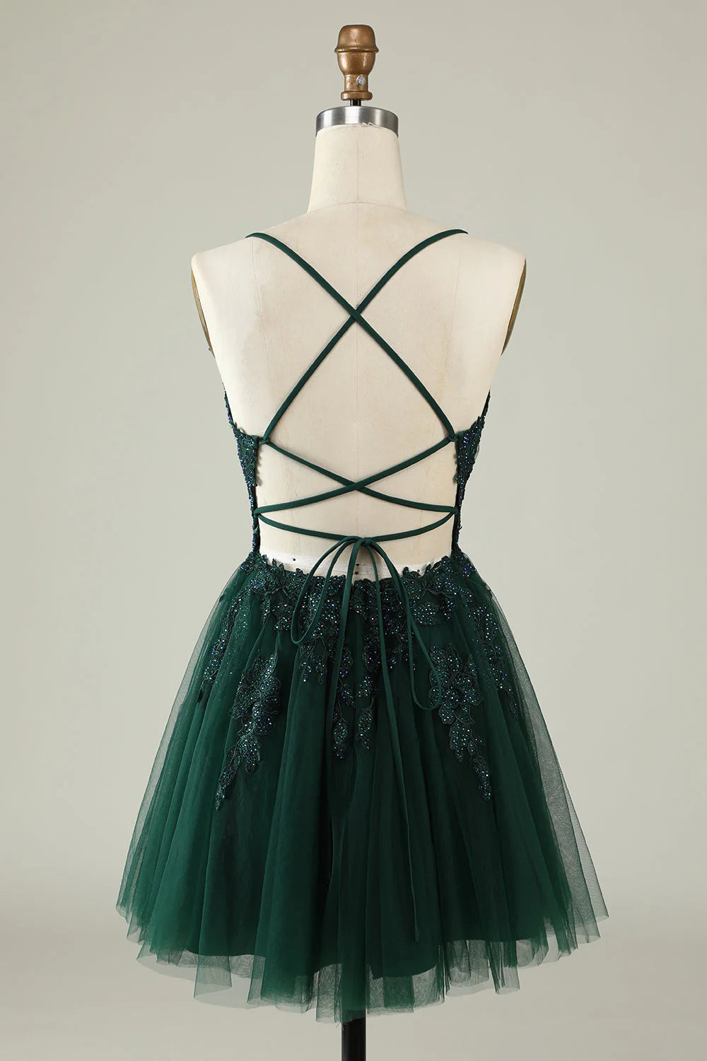 A Line Spaghetti Straps Short Homecoming Dress with Appliques