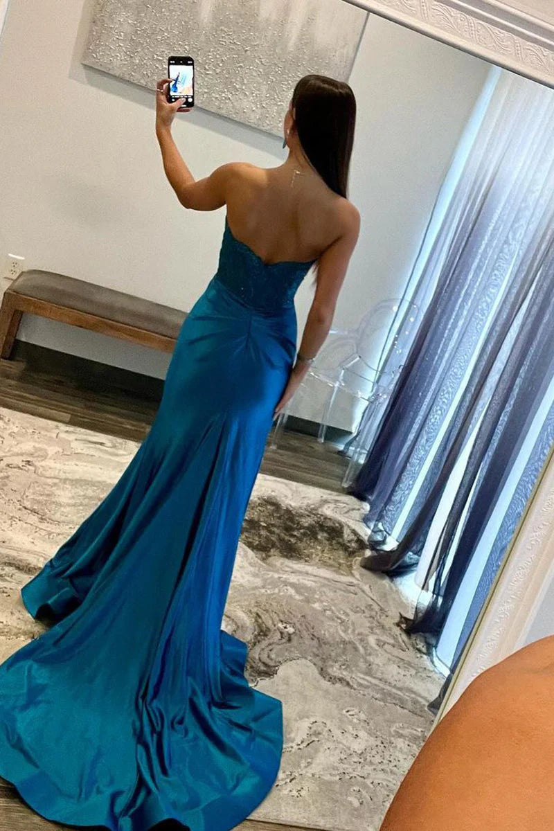 Mermaid Strapless Long Prom Dresses