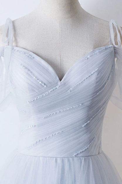 Sweetheart tulle long prom dress