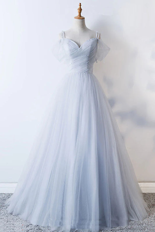 Sweetheart tulle long prom dress