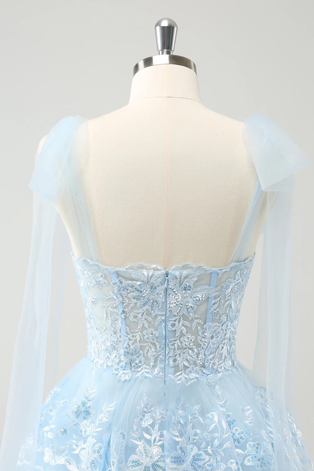 A Line Glitter Embroidery Tiered Homecoming Dress with Appliques