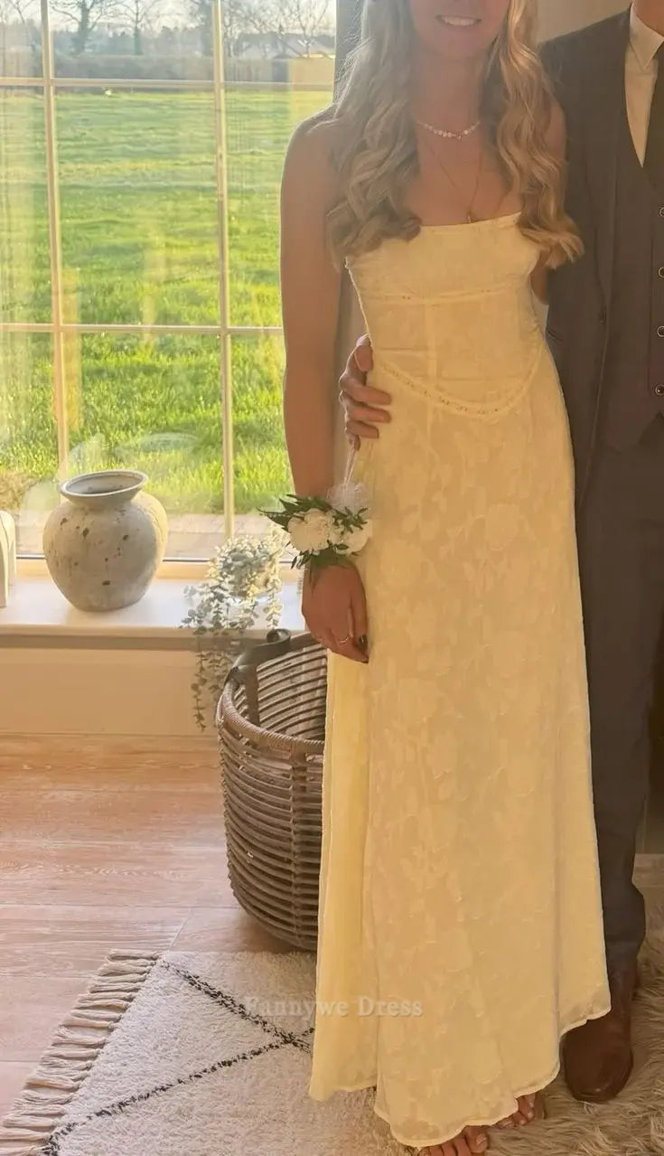 A-Linie Elegante Spaghettiträger Lange Abendkleider Brautjungfernkleider Abendkleid Ballkleid 