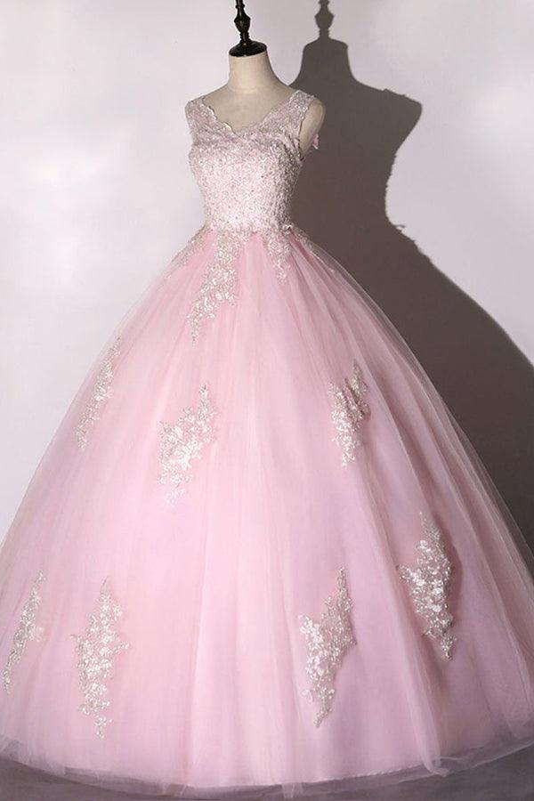 Tulle Applique Ball Gown Prom Dress