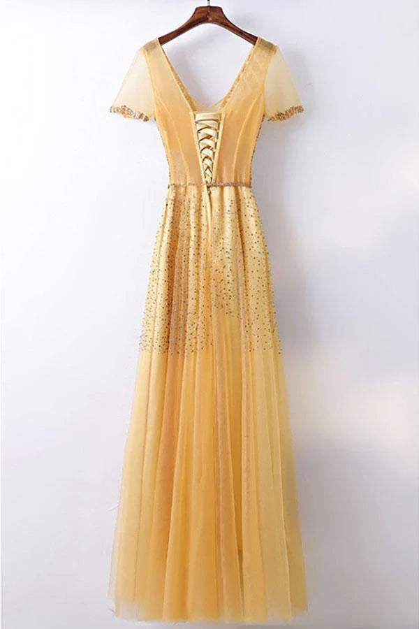 A-Linien-Ballkleid mit glitzernden Ärmeln