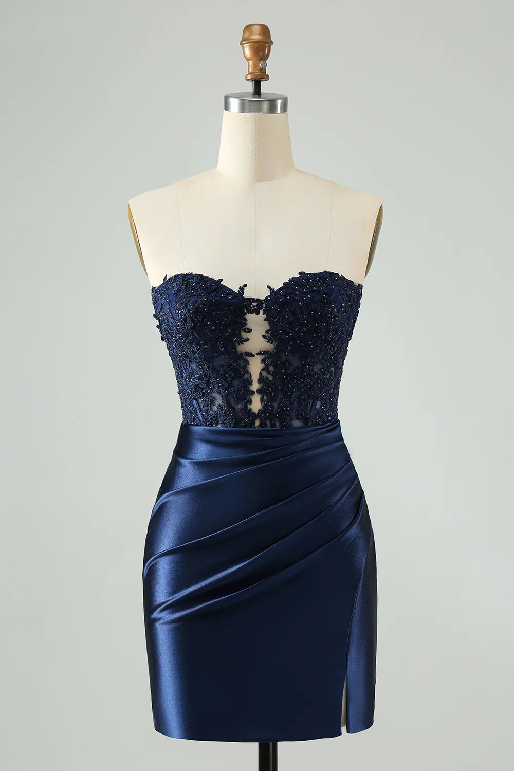 Sparkly Bodycon Strapless Hollow Out Homecoming Dress with Lace
