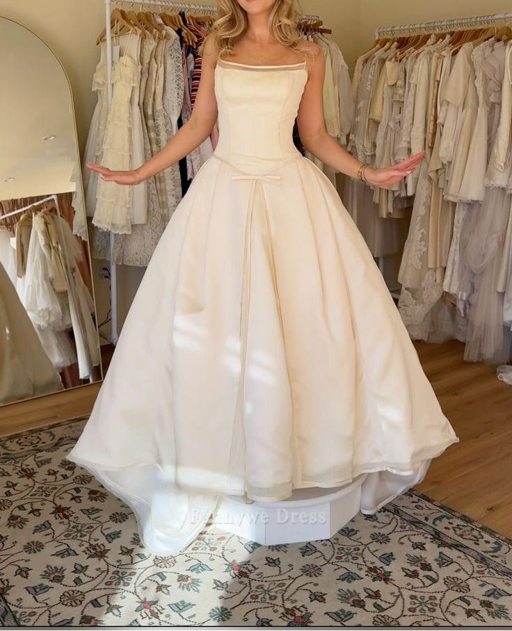 A-Line Strapsless Satin White Long formal dresses Bridesmaid Dresses evening gown Prom Dress