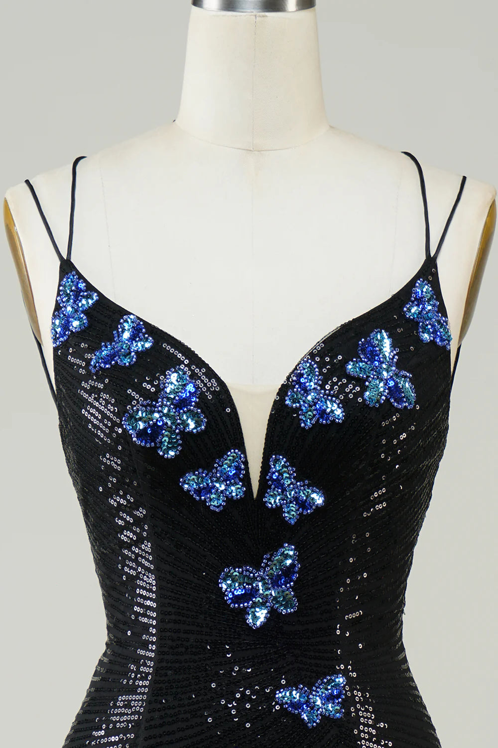 Glitter Tight Homecoming Dress with Sequins Butterflies