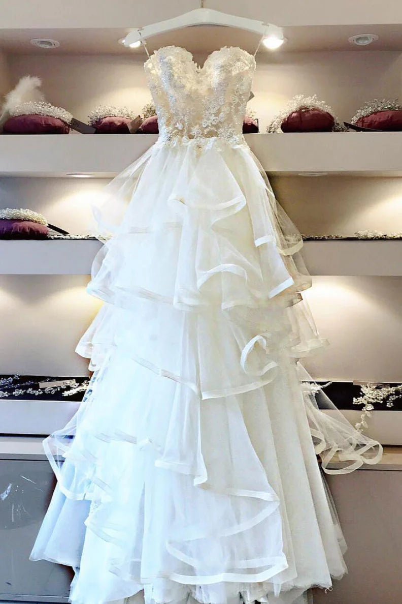 Sweetheart tulle lace long Wedding Dresses