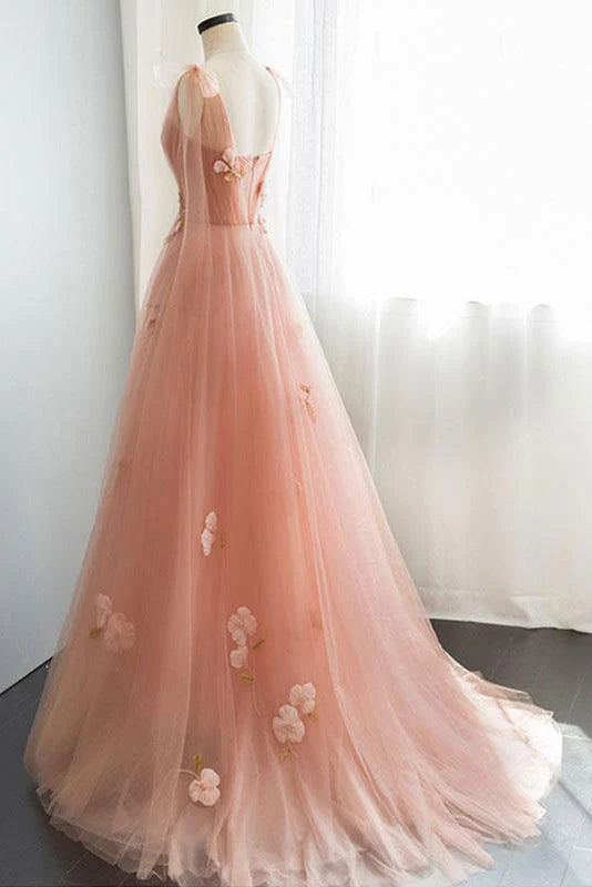 Tulle long prom dress