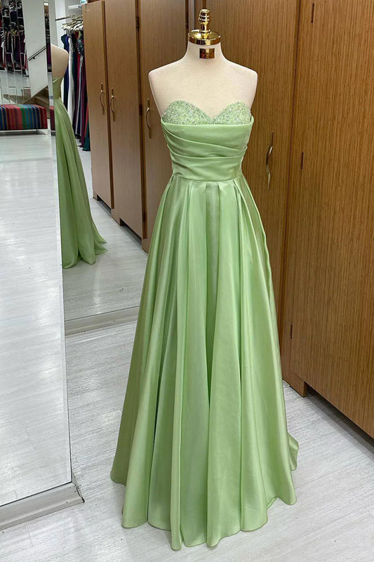 A-Linie Herzausschnitt Langes Pailletten-Ballkleid