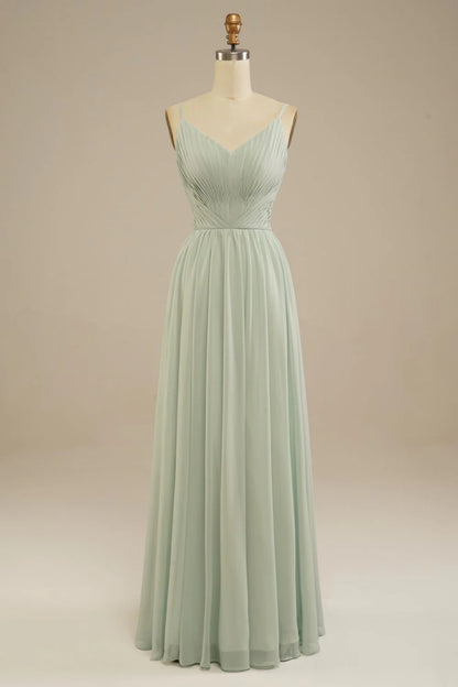 A-Line Floor Length Bridesmaid Dress