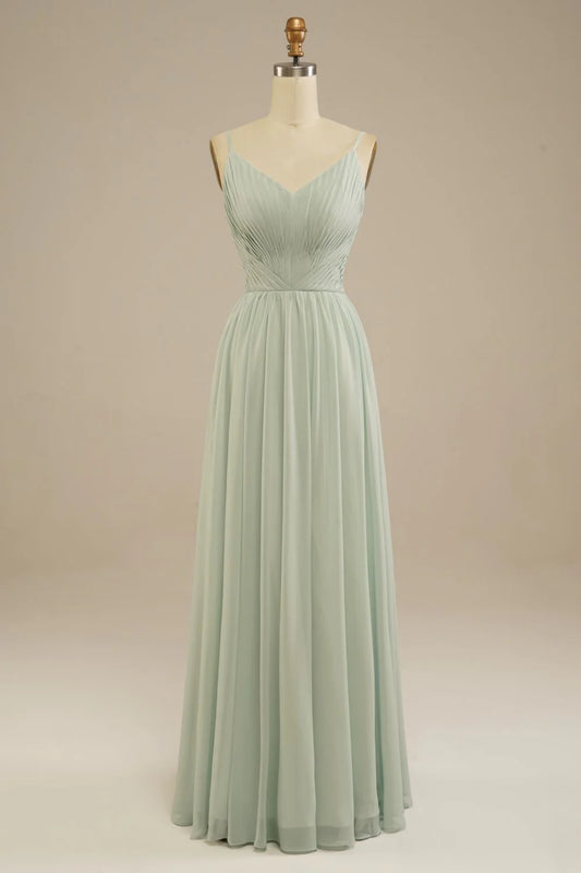 A-Line Floor Length Bridesmaid Dress
