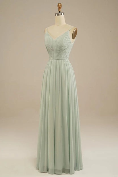A-Line Floor Length Bridesmaid Dress