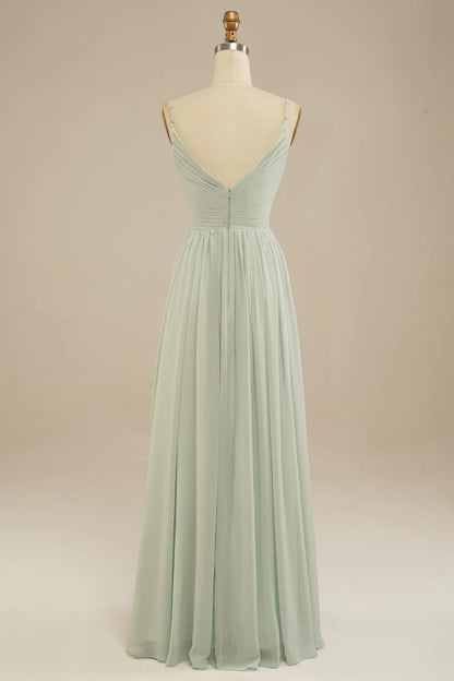 A-Line Floor Length Bridesmaid Dress